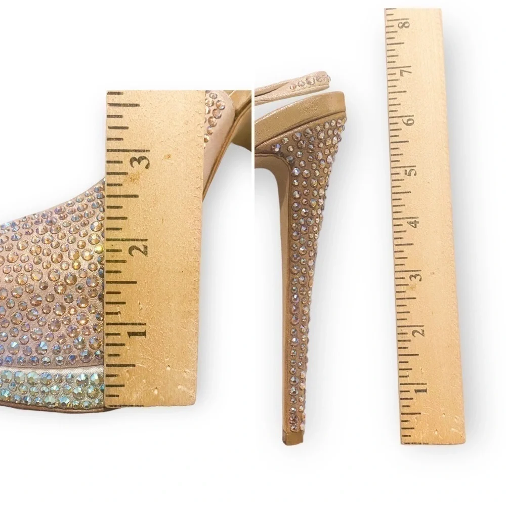 Giuseppe Zanotti Crystallized Platform Slingback Peep Toe Pumps, Size 39.5EU‎